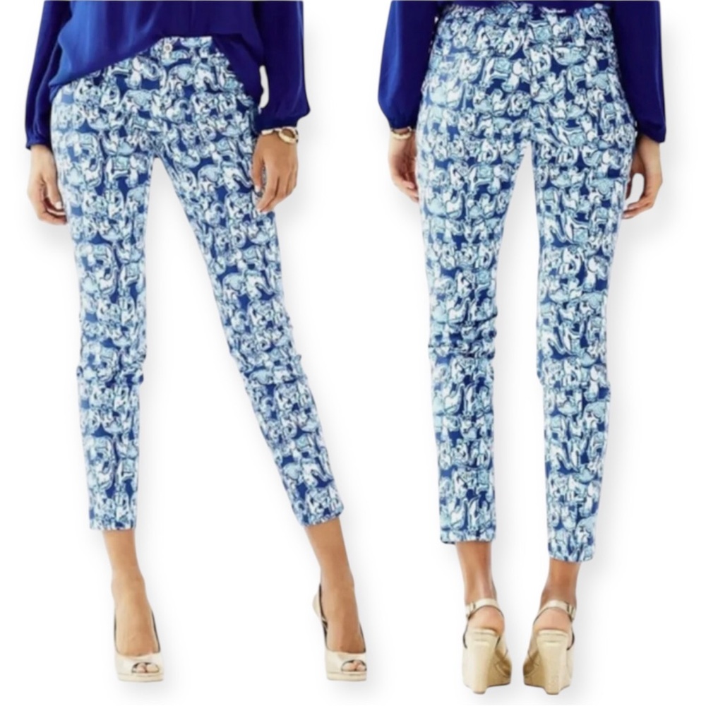 LILLY PULITZER Skinny Kelly Pant Get Trunky Elephant Print Stretch Jacquard NWT